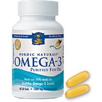 Omega-3 Purified Fish Oil 1000 mg, Lemon Flavor, 60 Softgels, Nordic Naturals
