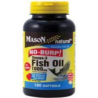 Omega-3 Fish Oil No Burp, 180 Softgels, Mason Natural