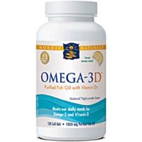 Omega-3D, Purified Fish Oil with Vitamin D3, Lemon Flavor, 120 Softgels, Nordic Naturals