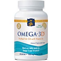 Omega-3D, Purified Fish Oil with Vitamin D3, Lemon Flavor, 60 Softgels, Nordic Naturals