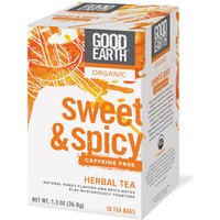 Organic Herbal Tea, Sweet & Spicy Caffeine Free, 18 Tea Bags, Good Earth Tea