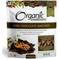 Organic Dark Chocolate Covered Almonds, Value Size, 8 oz (227 g), Organic Traditions