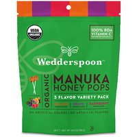 Organic Manuka Honey Pops 3 Flavor Variety Pack (Orange/Grape/Raspberry), 4.15 oz (118 g), Wedderspoon
