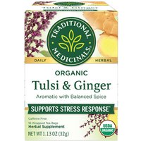 Organic Tulsi with Ginger Tea, 16 Tea Bags, Traditional Medicinals Teas
