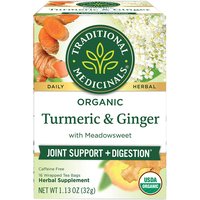 Organic Turmeric with Meadowsweet & Ginger Tea, 16 Tea Bags, Traditional Medicinals Teas