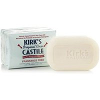 Original Coco Castile Bar Soap, Fragrance Free, Value Pack, 4 oz x 3 Bars, Kirks Natural