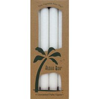Palm Tapers 9 Inch, Unscented, White, 4 Candles, Aloha Bay