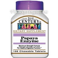 Papaya Enzyme 100 Chewable Tablets, 21st Century Health Care