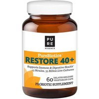 PureBiotics Restore 40+ Probiotic, Value Size, 60 Delayed Release Vegetarian Capsules, Pure Essence Labs