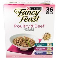 Purina Fancy Feast Grilled Poultry & Beef Wet Cat Food, Variety Pack, 3 oz x 36 Cans
