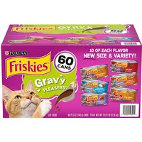 Purina Friskies Gravy Pleasers Wet Cat Food, Variety Pack, 5.5 oz x 60 Cans