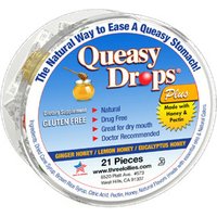 Queasy Drops Plus, Natural Way to Ease a Queasy Stomach, 21 Pieces, Three Lollies LLC