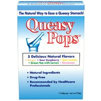 Queasy Pops Variety, for Motion Sickness / Upset Stomach, 7 Lollipops, Three Lollies LLC