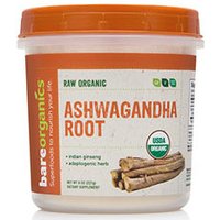 Raw Organic Ashwagandha Root Powder, 8 oz, BareOrganics Superfoods