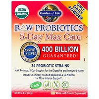 RAW Probiotics 5-Day Max Care 400 Billion CFU Powder, 2.4 oz x 3 Packs, Garden of Life