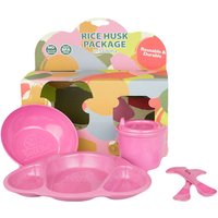 Rice Husk Little People Baby Dish Set Cotton Candy Pink 5-pc, 1 Set, EcoSouLife
