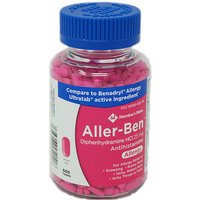 Aller-Ben, Diphenhydramine HCL Antihistamine 25 mg, Allergy Relief, 600 Tablets, Members Mark