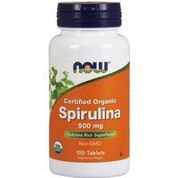 Spirulina 500 mg Tabs, Certified Organic, 100 Tablets, NOW Foods