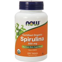 Spirulina 500mg Tabs, Certified Organic, 200 Tablets, NOW Foods