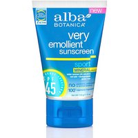Very Emollient Sport Mineral Sunscreen SPF 45, 4 oz, Alba Botanica