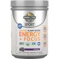 SPORT Pre-Workout Organic Plant-Based Energy + Focus Powder, Blackberry, 15.3 oz (432 g), Garden of Life