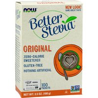 Better Stevia Packets Original, Zero Calorie Sweetener BetterStevia, 100 Packets, NOW Foods