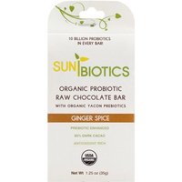 SunBiotics Organic Probiotic Raw Chocolate Bar - Ginger Spice, 1.25 oz x 6 pc, Windy City Organics
