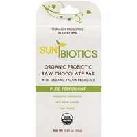 SunBiotics Organic Probiotic Raw Chocolate Bar - Pure Peppermint, 1.25 oz x 6 pc, Windy City Organics