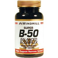 Super B-50, Balanced B Complex, 100 Tablets, Windmill Health Products
