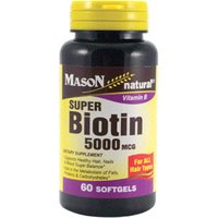Super Biotin 5000 mcg, 60 Softgels, Mason Natural