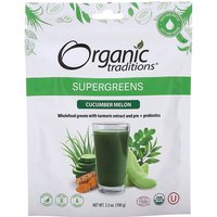 Supergreens, Cucumber Melon, 3.5 oz (100 g), Organic Traditions