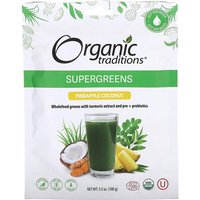 Supergreens, Pineapple Coconut, 3.5 oz (100 g), Organic Traditions