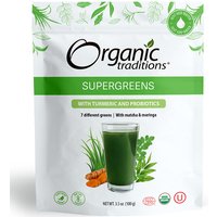 Supergreens with Turmeric & Probiotics, 3.5 oz (100 g), Organic Traditions