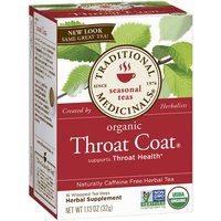 Organic Throat Coat Tea, Original with Slippery Elm, 16 Tea Bags, Traditional Medicinals Teas