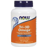 Tri-3D Omega, Fish Oil + Vitamin D-3, 90 Softgels, NOW Foods