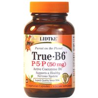 True B6 50 mg, Active Coenzyme Vitamin B6, 60 Vegetarian Capsules, Lidtke