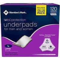 Underpads for Men & Women, Large, 23" x 36", Value Pack, 120 ct, Members Mark