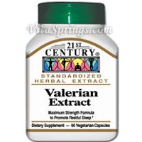 Valerian Extract 60 Vegetarian Capsules, 21st Century Health Care