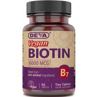Vegan Biotin 6000 mcg, 90 Tablets, Deva Nutrition