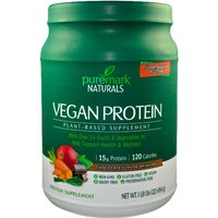 Vegan Protein, Plant-Based Supplement, Chocolate Flavor Drink Mix, 16 oz, PureMark Naturals