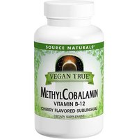 Vegan True Methylcobalamin Vitamin B-12 Sublingual Cherry, 60 Tablets, Source Naturals