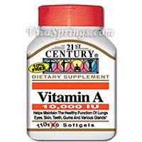Vitamin A 10,000 IU 110 Softgels, 21st Century Health Care