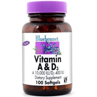 Vitamin A 10000 IU & D3 400 IU, 100 Softgels, Bluebonnet Nutrition