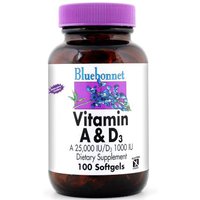 Vitamin A 25000 IU & D3 1000 IU, 100 Softgels, Bluebonnet Nutrition