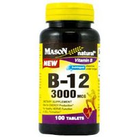 Vitamin B-12 3000 mcg Sublingual Tablets, 100 Tablets, Mason Natural