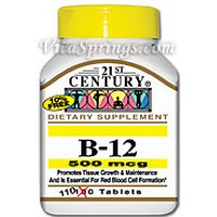 Vitamin B-12 500 mcg 110 Tablets, 21st Century Health Care