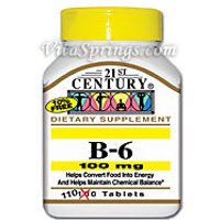 Vitamin B-6 100 mg 110 Tablets, 21st Century Health Care