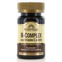 Vitamin B-Complex with C & Iron, 100 Tablets, Windmill Health Products