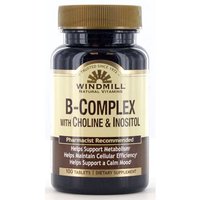 Vitamin B Complex with Choline &Inositol, 100 Tablets, Windmill Health Products
