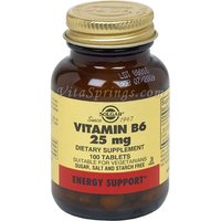 Vitamin B6 25 mg, 100 Tablets, Solgar